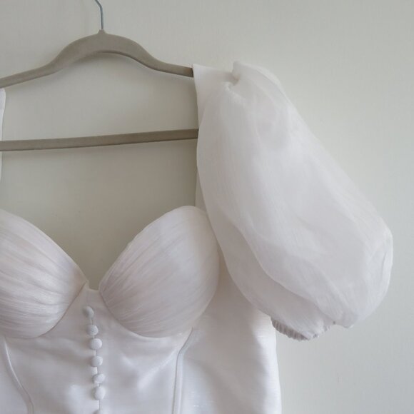 ADEIRLINA Here Comes The Sun White Puff Sleeve Bodice Dress Romantic Wedding - Picture 5 of 16